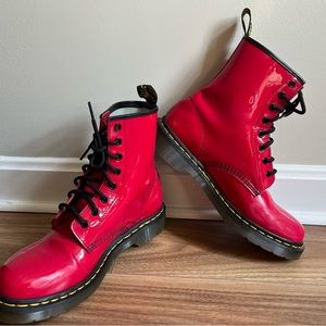 Dr Doc Marten 1460 pascal red patent leather boots